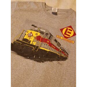 Erie Lackawanna Train T-Shirt L Gildan Ultra Cotton Gray Short Sleeve